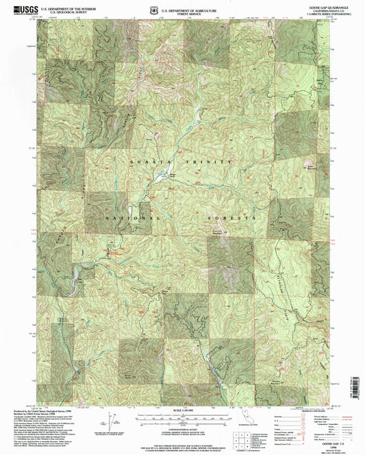 Classic USGS Goose Gap California 7.5'x7.5' Topo Map Image