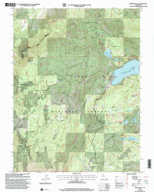 Classic USGS Graniteville California 7.5'x7.5' Topo Map Image