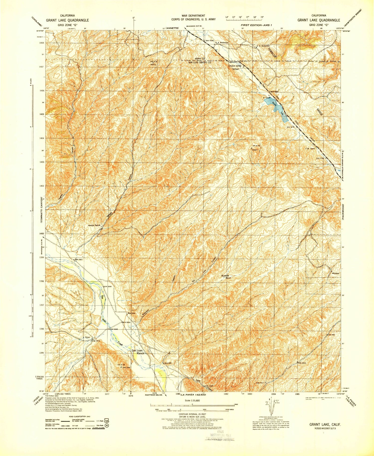 Classic USGS Holland Canyon California 7.5'x7.5' Topo Map Image