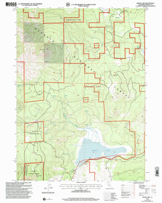 Classic USGS Grass Lake California 7.5'x7.5' Topo Map Image