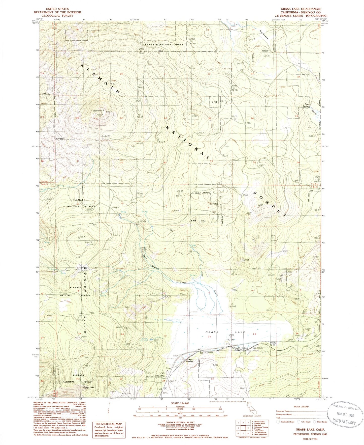 Classic USGS Grass Lake California 7.5'x7.5' Topo Map Image