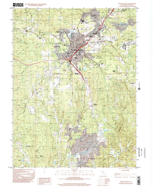 Classic USGS Grass Valley California 7.5'x7.5' Topo Map Image
