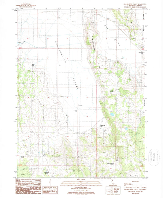 Classic USGS Grasshopper Valley California 7.5'x7.5' Topo Map Image