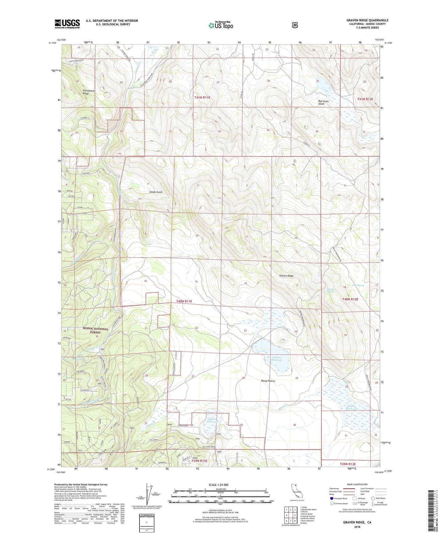 Graven Ridge California US Topo Map Image