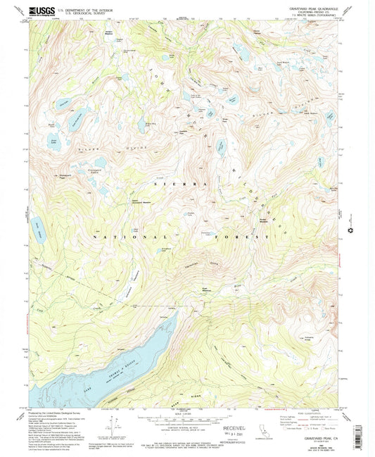 USGS Classic Graveyard Peak California 7.5'x7.5' Topo Map Image