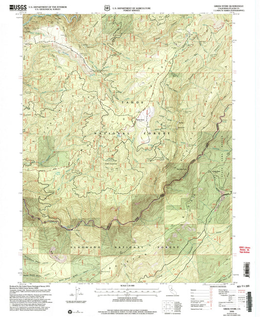 Classic USGS Greek Store California 7.5'x7.5' Topo Map Image