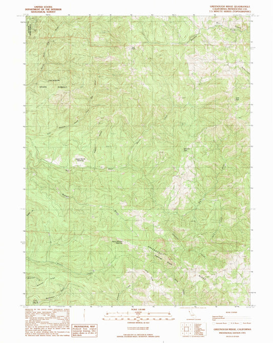 Classic USGS Greenough Ridge California 7.5'x7.5' Topo Map Image