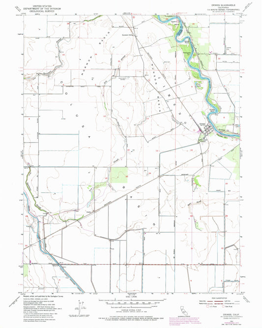 Classic USGS Grimes California 7.5'x7.5' Topo Map Image