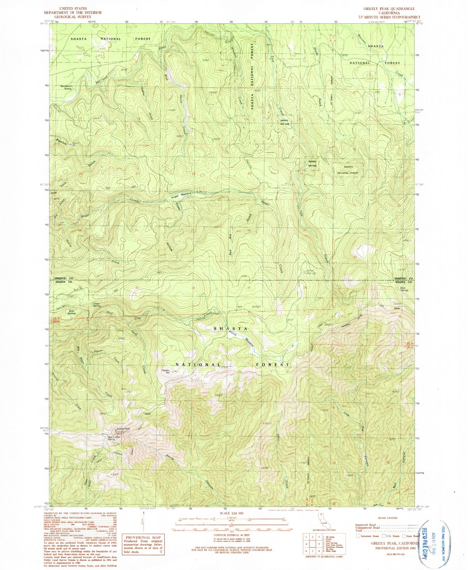 Classic USGS Grizzly Peak California 7.5'x7.5' Topo Map Image