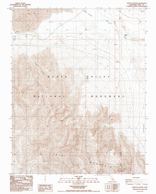 Classic USGS Grotto Canyon California 7.5'x7.5' Topo Map Image