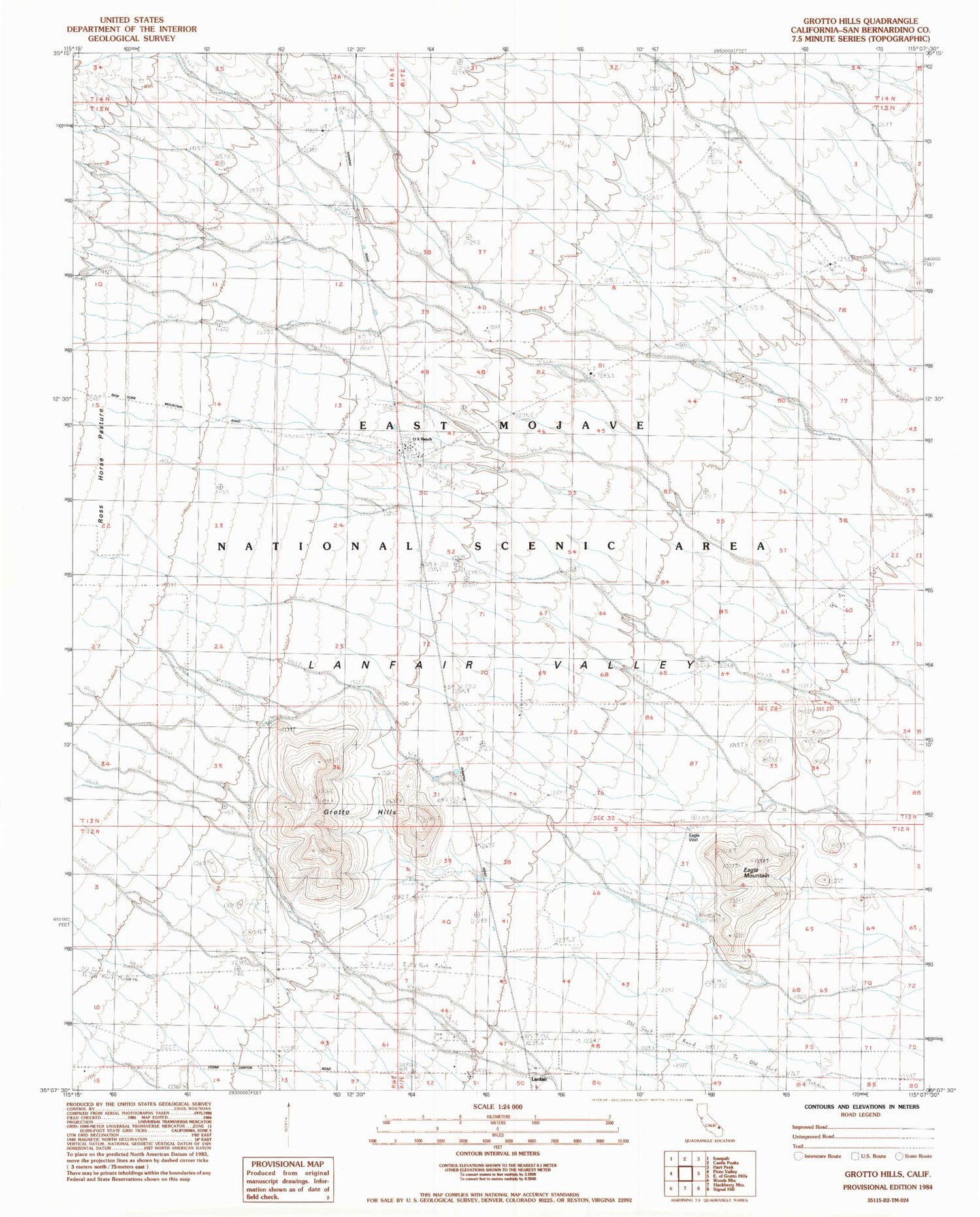 Classic USGS Grotto Hills California 7.5'x7.5' Topo Map Image
