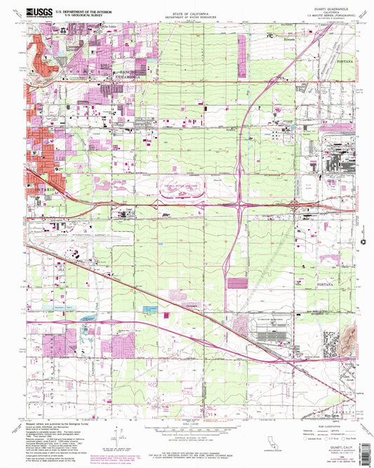 Classic USGS Guasti California 7.5'x7.5' Topo Map Image