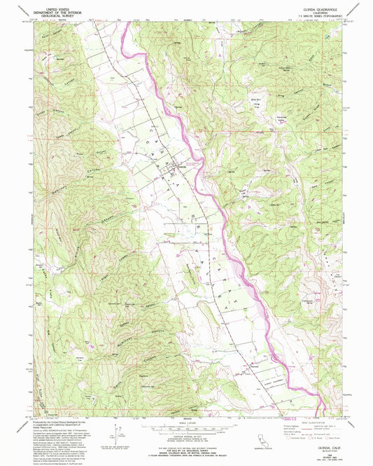 Classic USGS Guinda California 7.5'x7.5' Topo Map Image
