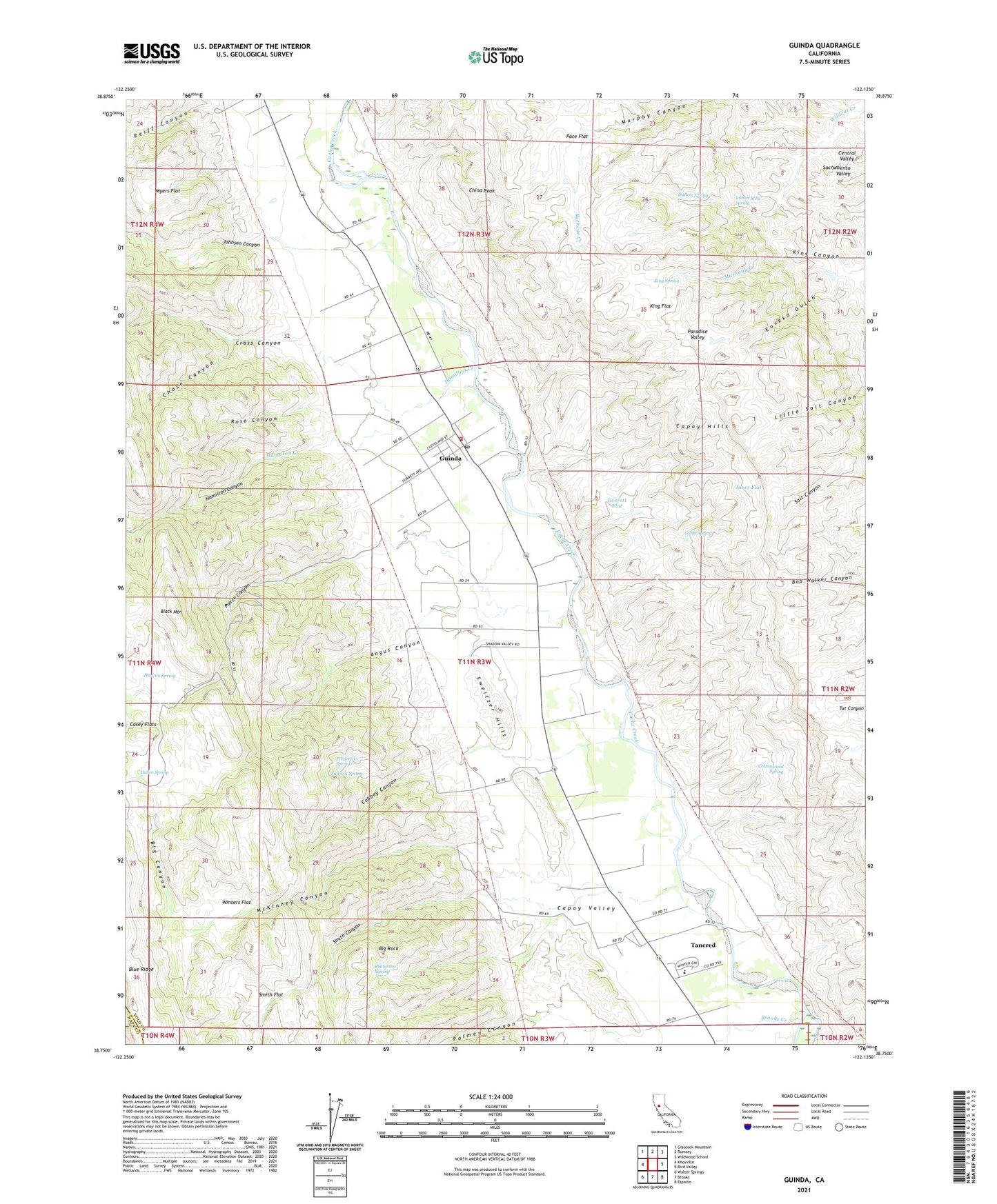Guinda California US Topo Map Image
