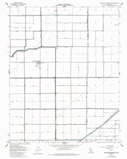 Classic USGS Hacienda Ranch NE California 7.5'x7.5' Topo Map Image