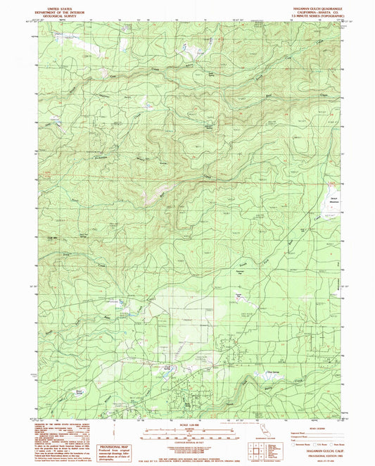 Classic USGS Hagaman Gulch California 7.5'x7.5' Topo Map Image