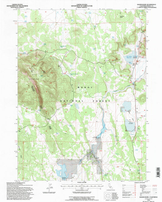 Classic USGS Hager Basin California 7.5'x7.5' Topo Map Image