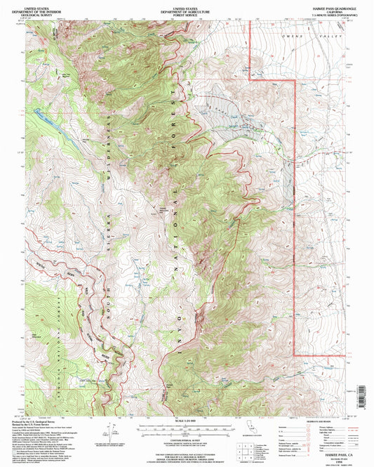 Classic USGS Haiwee Pass California 7.5'x7.5' Topo Map Image