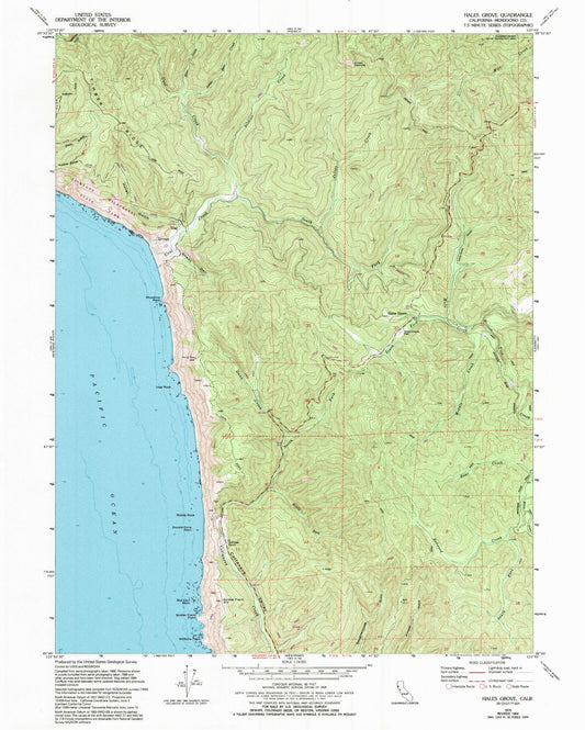 Classic USGS Hales Grove California 7.5'x7.5' Topo Map Image