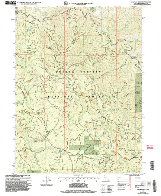 Classic USGS Halfway Ridge California 7.5'x7.5' Topo Map Image