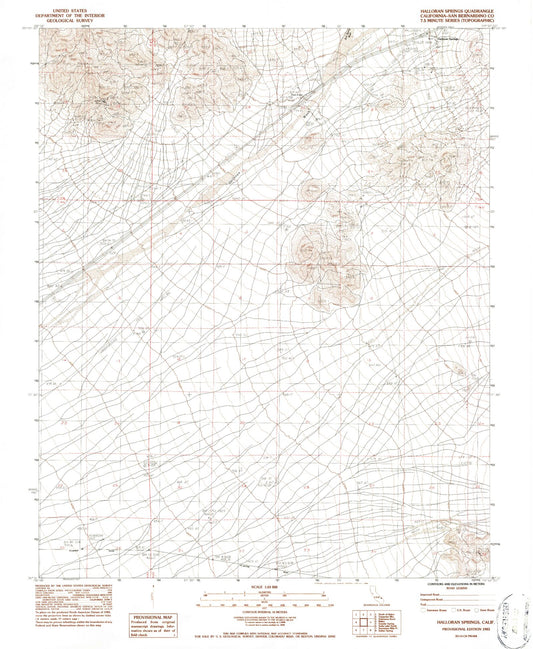 Classic USGS Halloran Springs California 7.5'x7.5' Topo Map Image