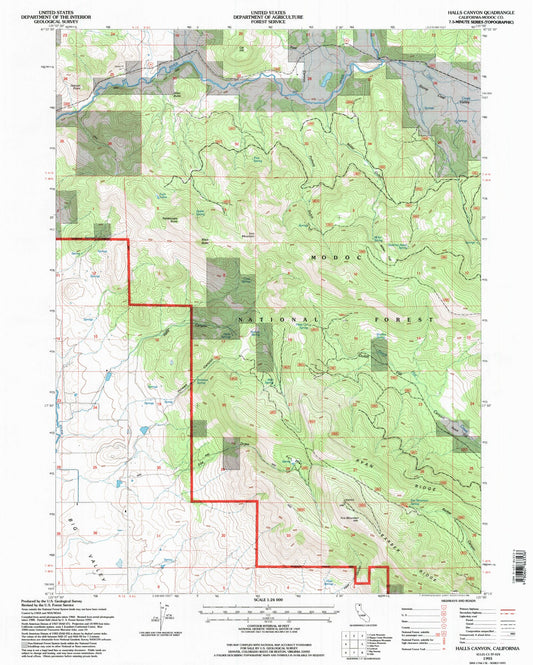 Classic USGS Halls Canyon California 7.5'x7.5' Topo Map Image