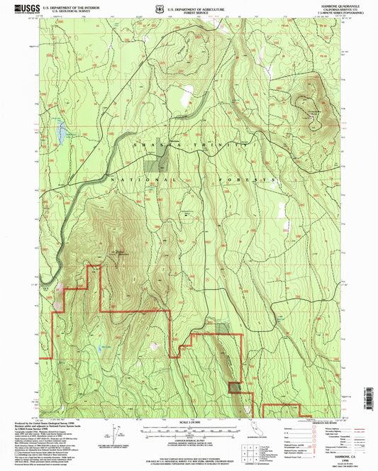 Classic USGS Hambone California 7.5'x7.5' Topo Map Image