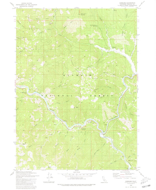 Classic USGS Hamburg California 7.5'x7.5' Topo Map Image