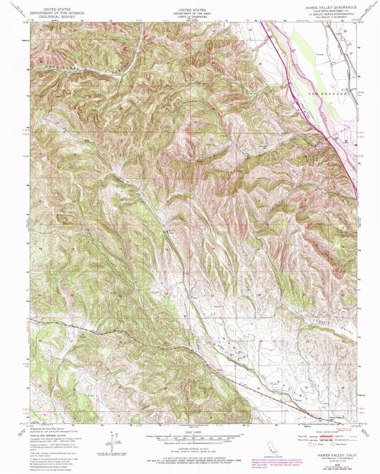 Classic USGS Hames Valley California 7.5'x7.5' Topo Map Image