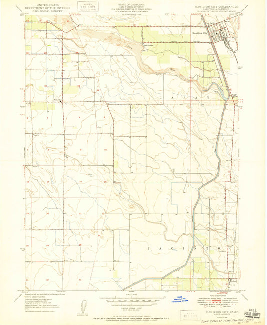 Classic USGS Hamilton City California 7.5'x7.5' Topo Map Image