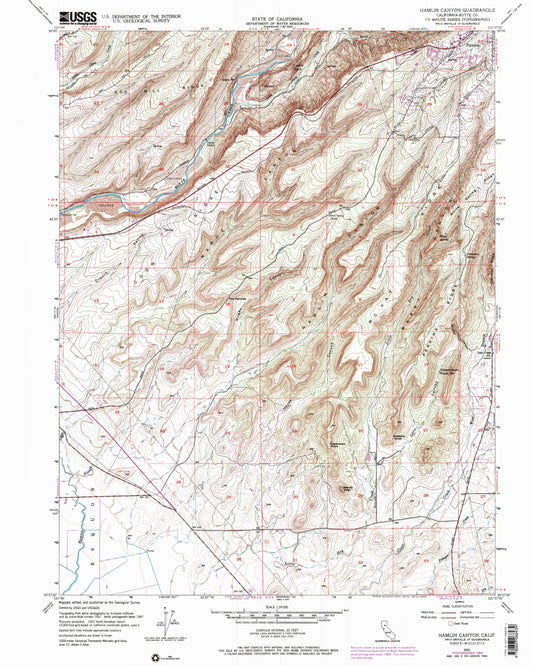 Classic USGS Hamlin Canyon California 7.5'x7.5' Topo Map Image