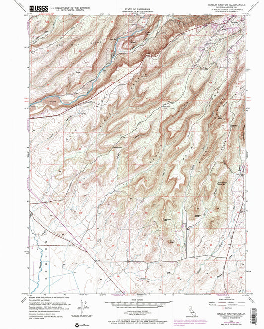 Classic USGS Hamlin Canyon California 7.5'x7.5' Topo Map Image