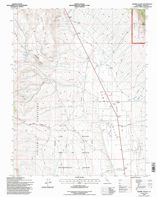 Classic USGS Hammil Valley California 7.5'x7.5' Topo Map Image