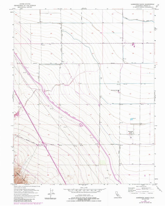 Classic USGS Hammonds Ranch California 7.5'x7.5' Topo Map Image