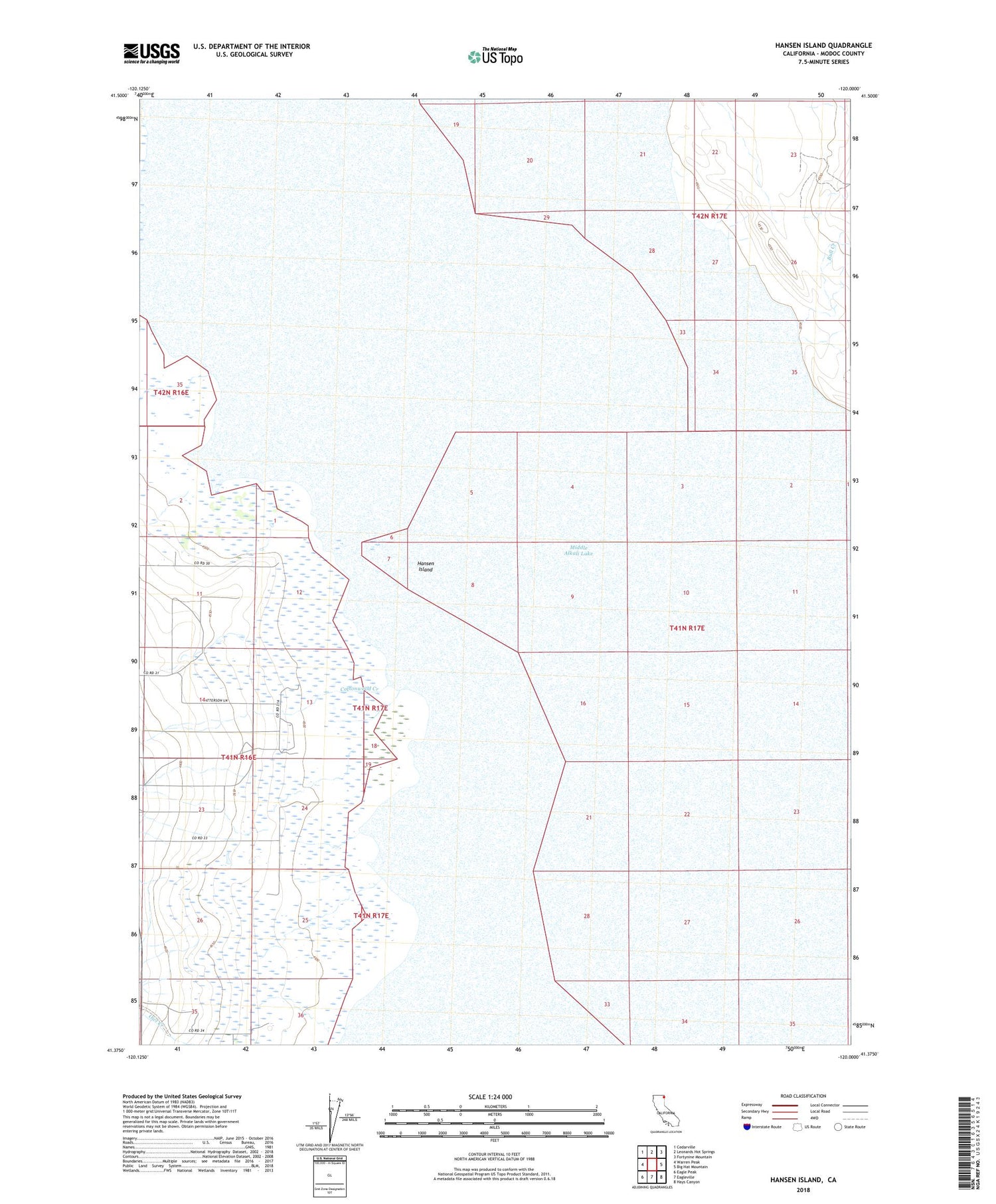 Hansen Island California US Topo Map Image