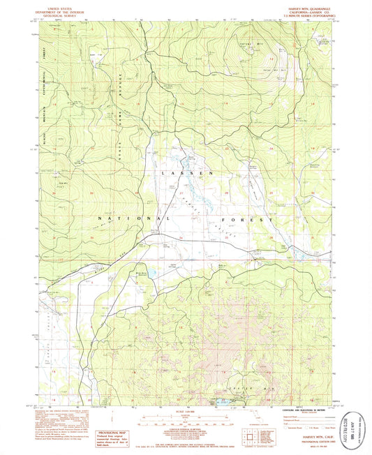 Classic USGS Harvey Mountain California 7.5'x7.5' Topo Map Image