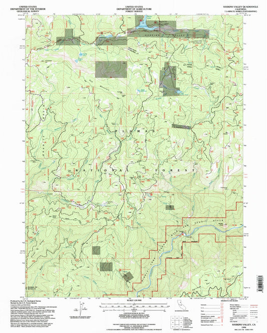 Classic USGS Haskins Valley California 7.5'x7.5' Topo Map Image