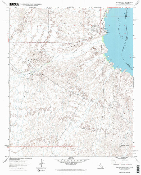 Classic USGS Havasu Lake California 7.5'x7.5' Topo Map Image