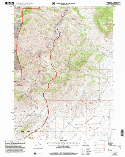 Classic USGS Hawkinsville California 7.5'x7.5' Topo Map Image