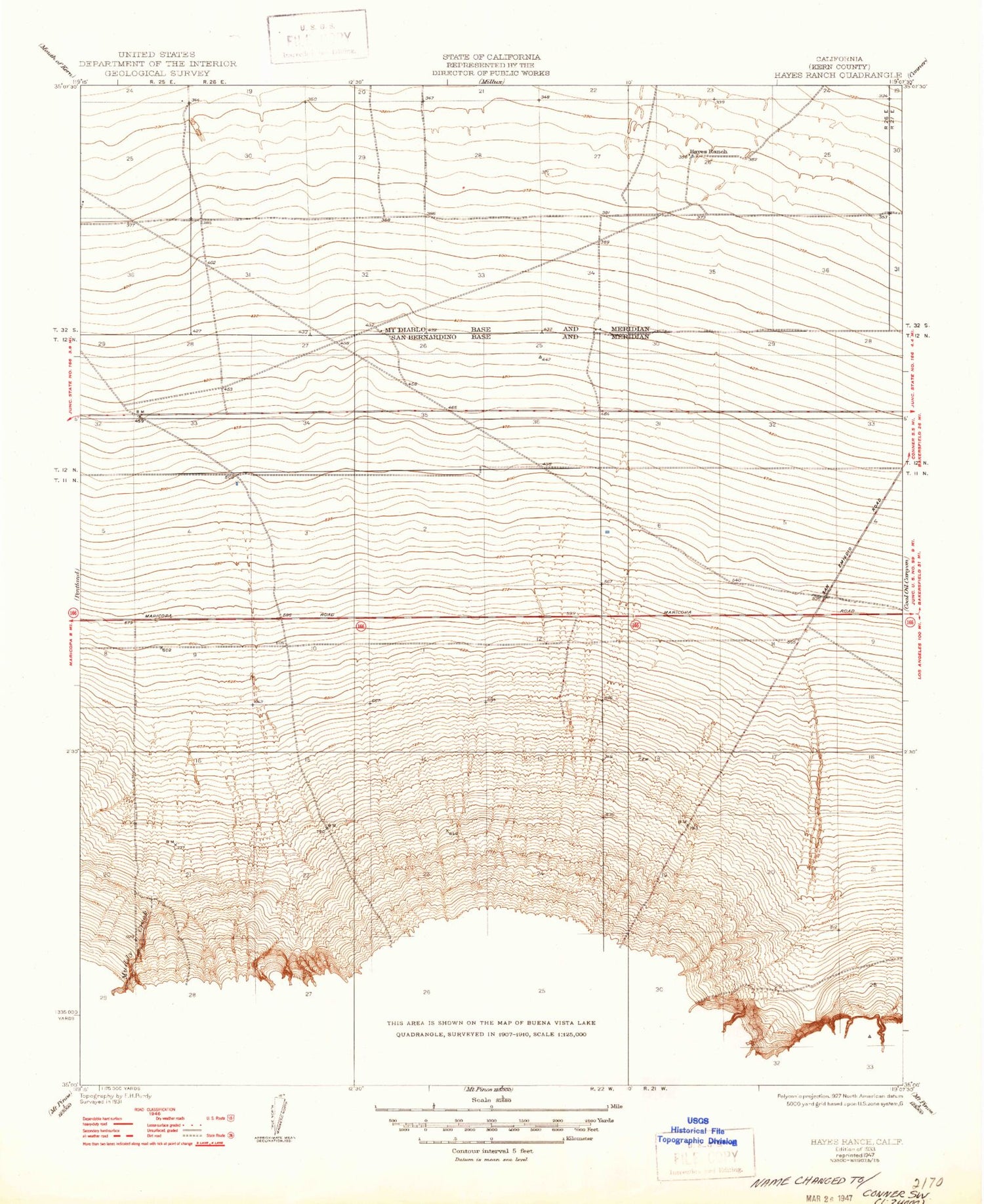 Classic USGS Conner SW California 7.5'x7.5' Topo Map Image