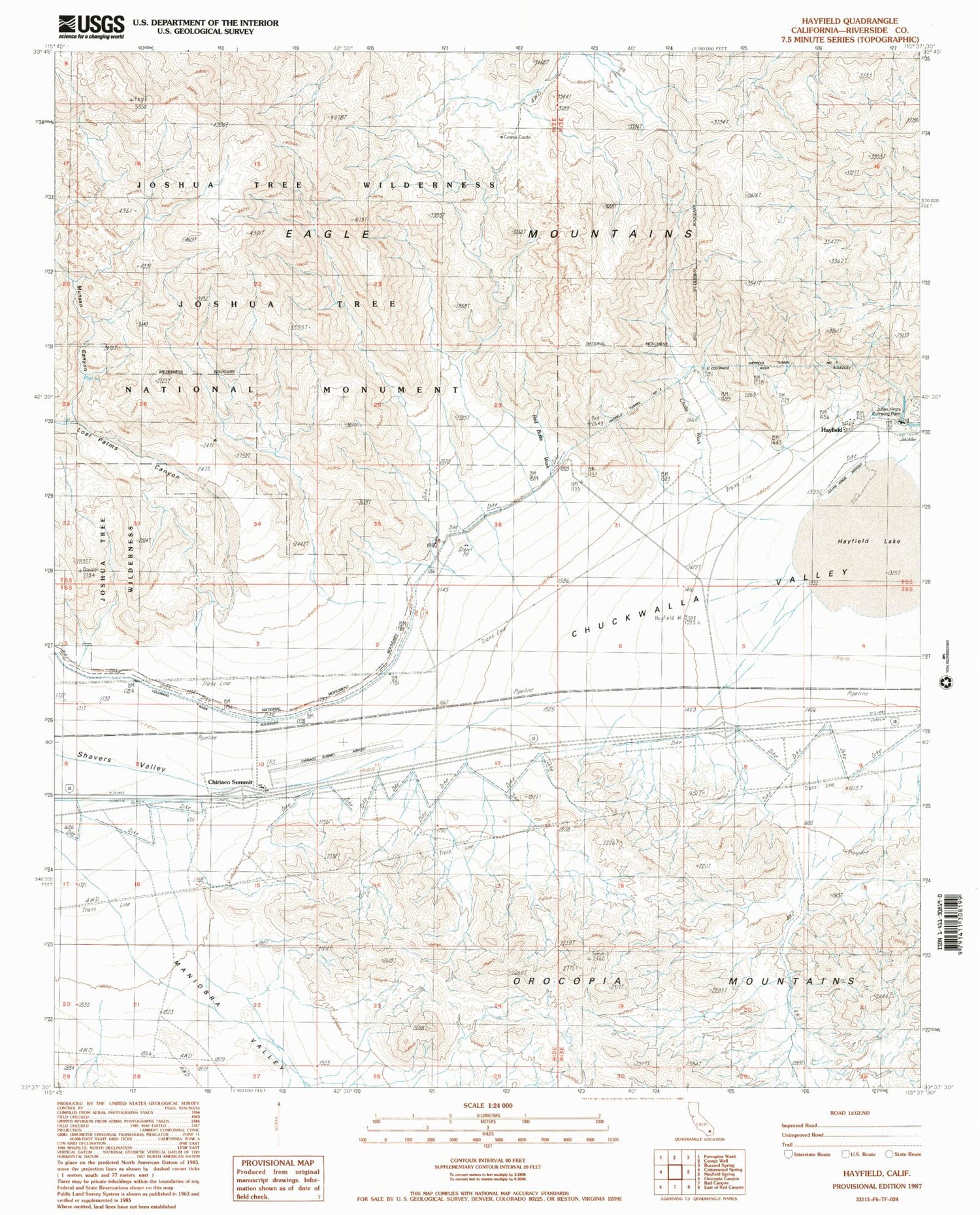 Classic USGS Hayfield California 7.5'x7.5' Topo Map Image