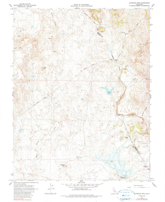 Classic USGS Haystack Mountain California 7.5'x7.5' Topo Map Image