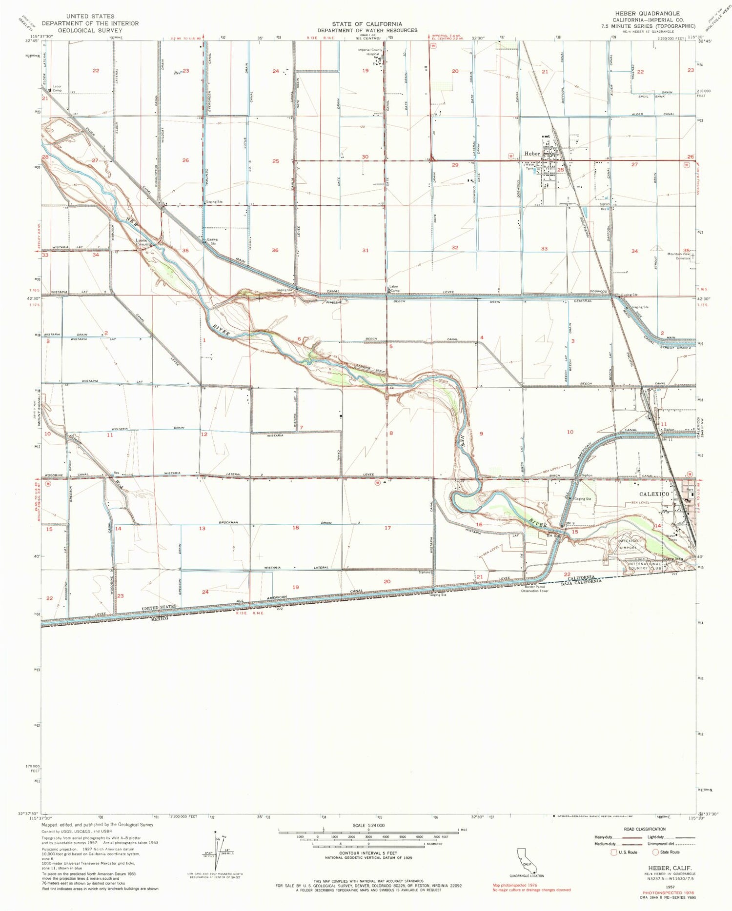 Classic USGS Heber California 7.5'x7.5' Topo Map Image