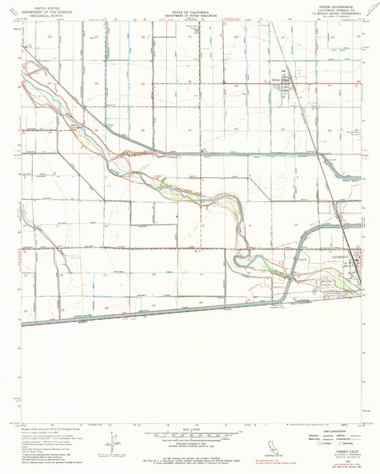 Classic USGS Heber California 7.5'x7.5' Topo Map Image