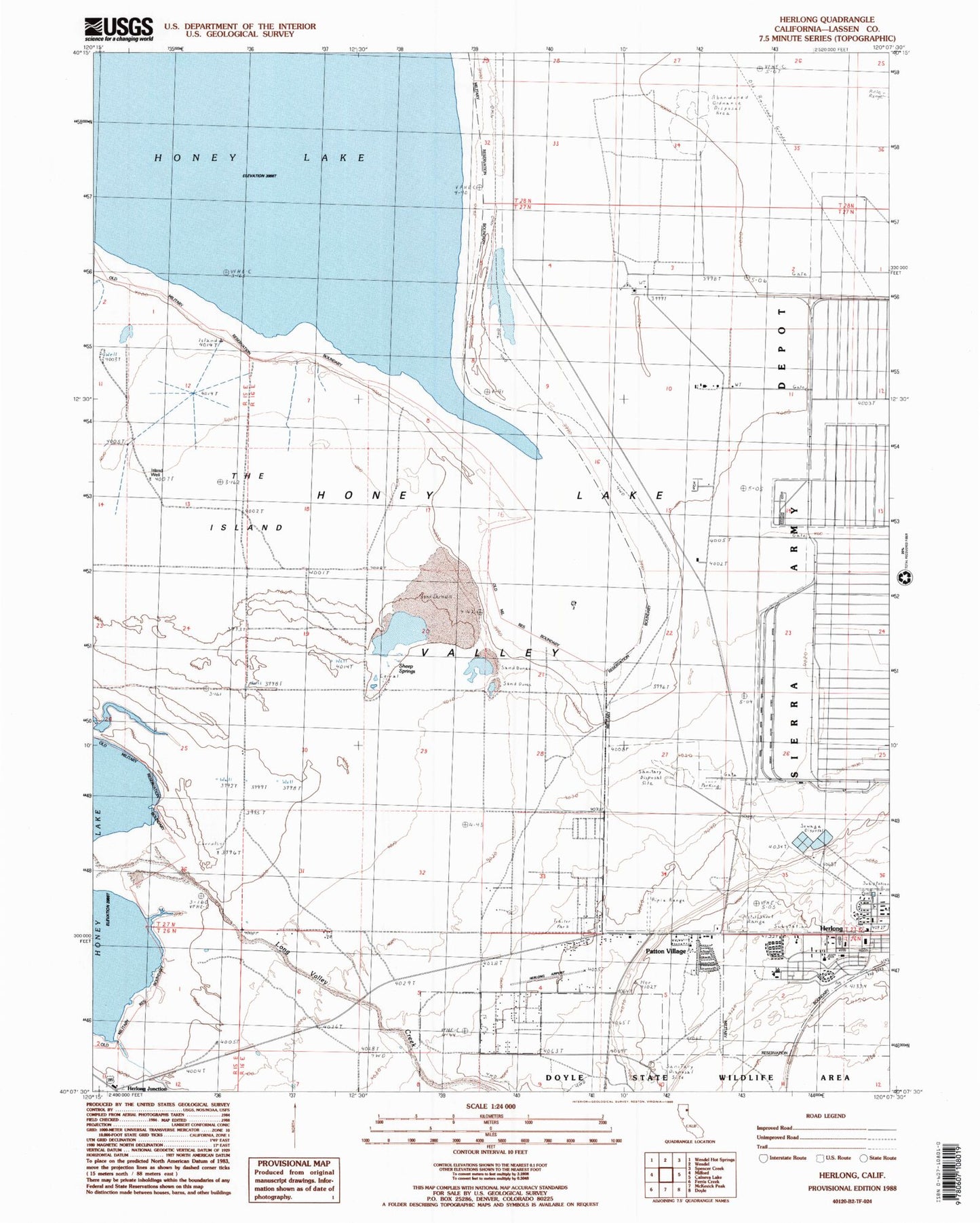 Classic USGS Herlong California 7.5'x7.5' Topo Map Image