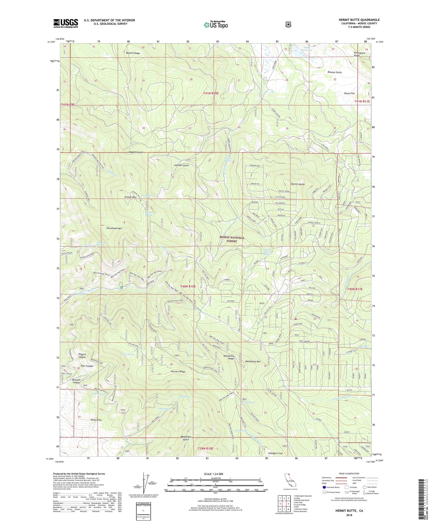 Hermit Butte California US Topo Map Image