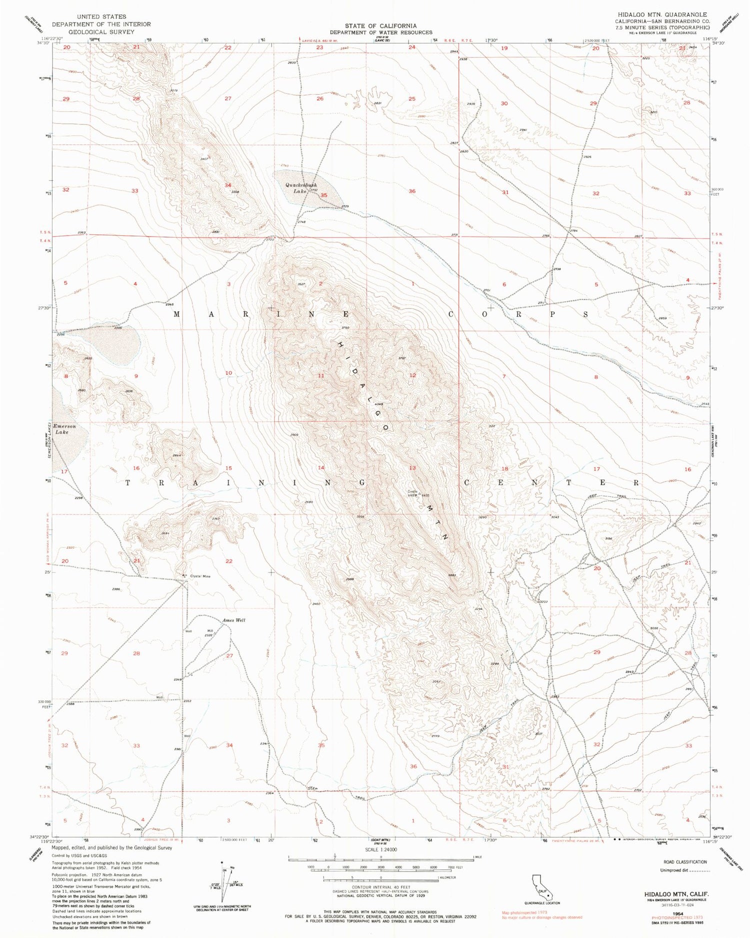 Classic USGS Hidalgo Mountain California 7.5'x7.5' Topo Map Image