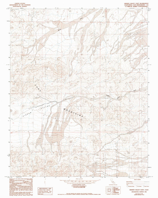 Classic USGS Hidden Valley East California 7.5'x7.5' Topo Map Image