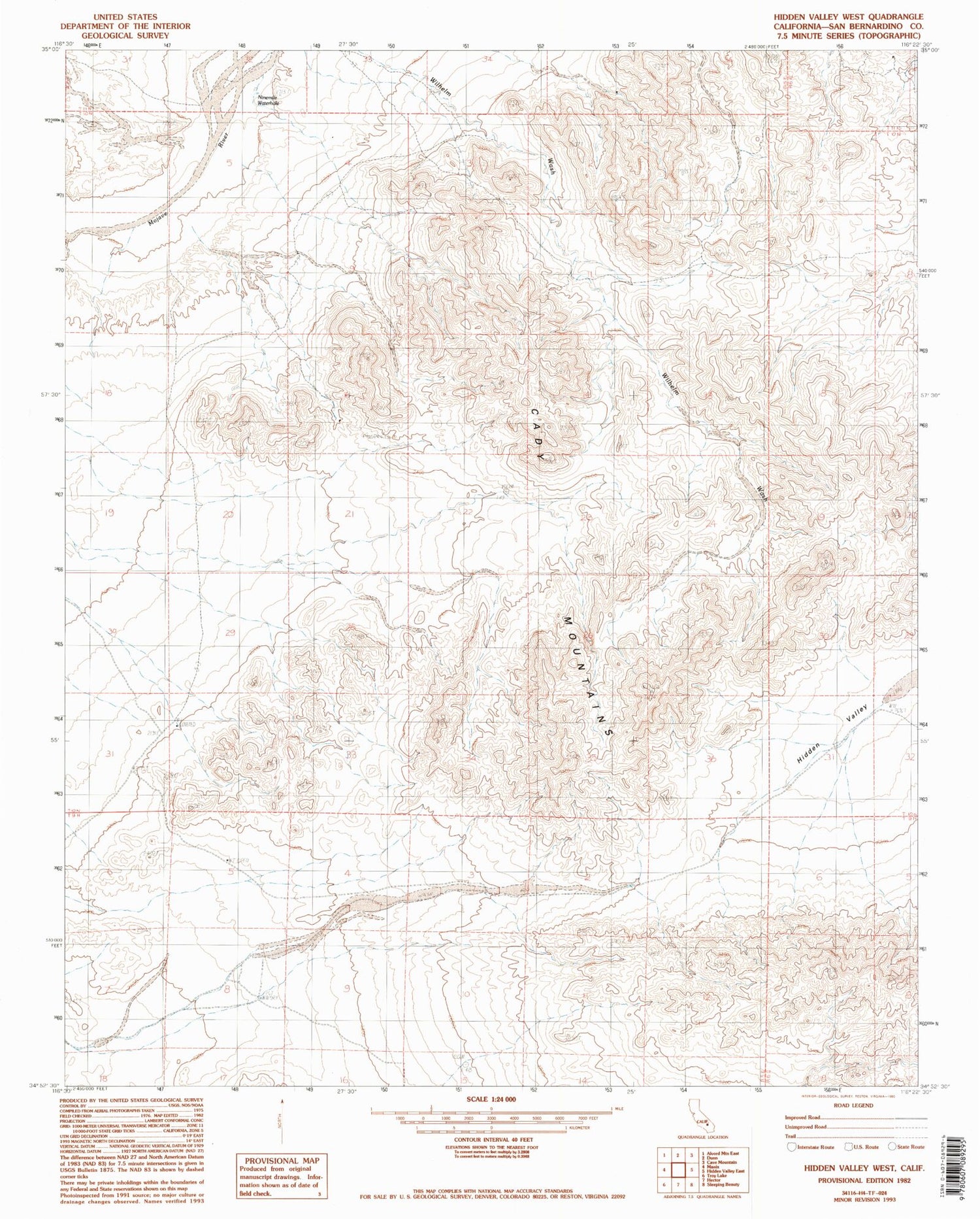 Classic USGS Hidden Valley West California 7.5'x7.5' Topo Map Image