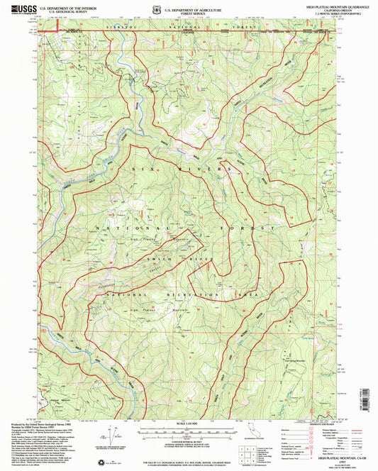 Classic USGS High Plateau Mountain California 7.5'x7.5' Topo Map Image